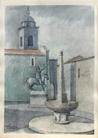 Art work by Remo Lazzerini scorcio di strada - watercolor paper 